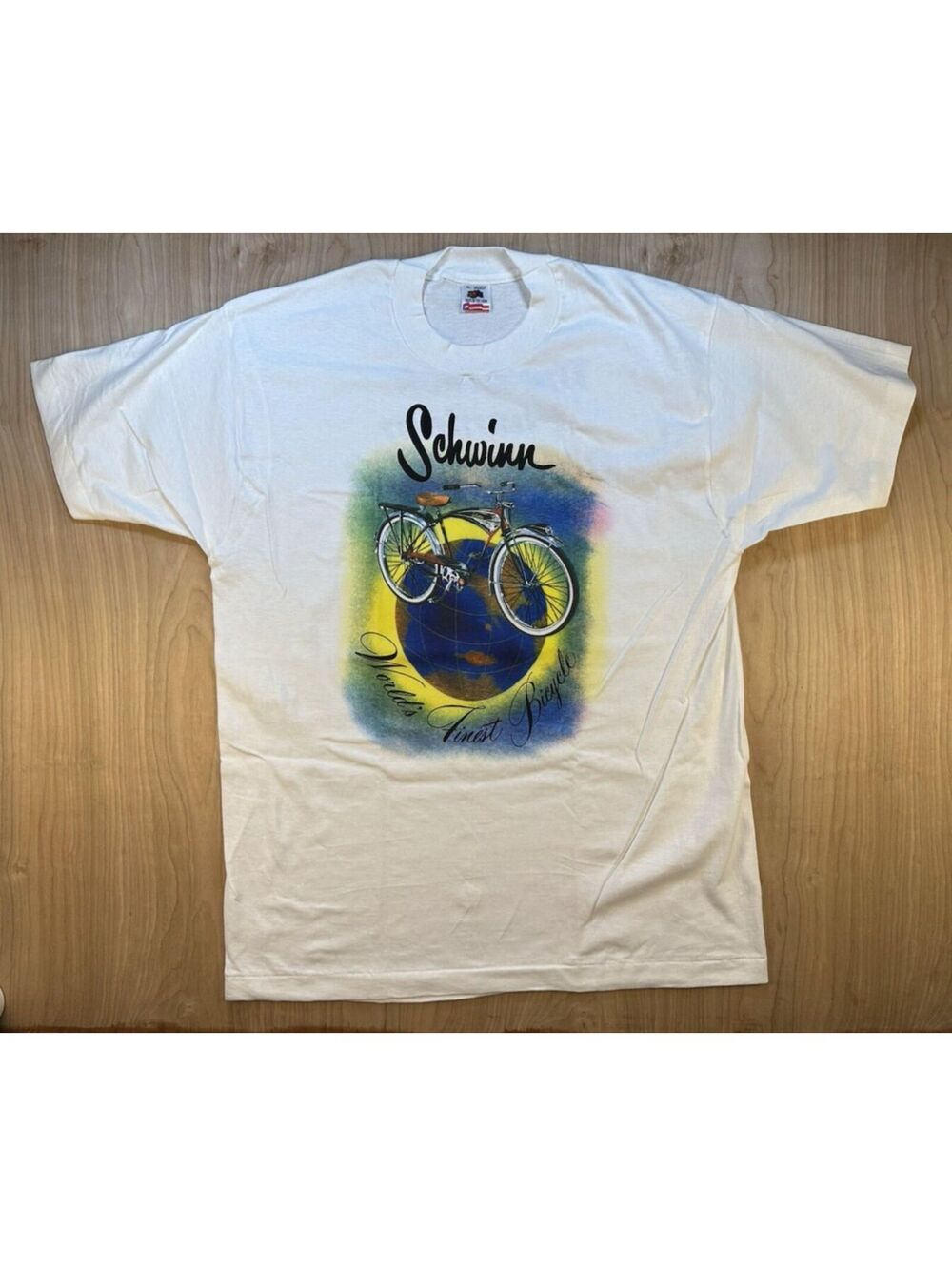vintage 1990 Schwinn Black Phantom Rides Again tshirt Single Stitch white xlarge